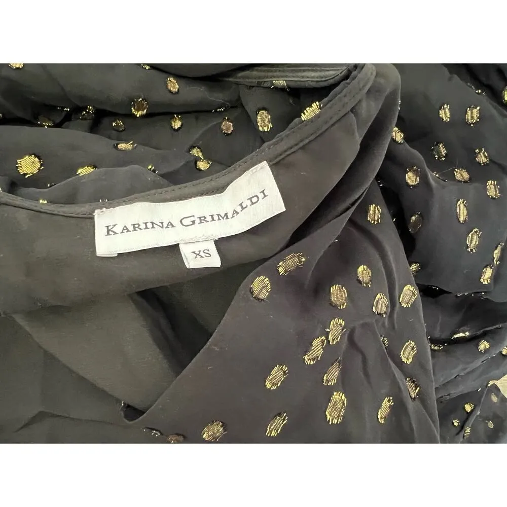 KARINA GRIMALDI BLACK LACE AND GOLD MAXI DRESS SIZE XS - Image 2