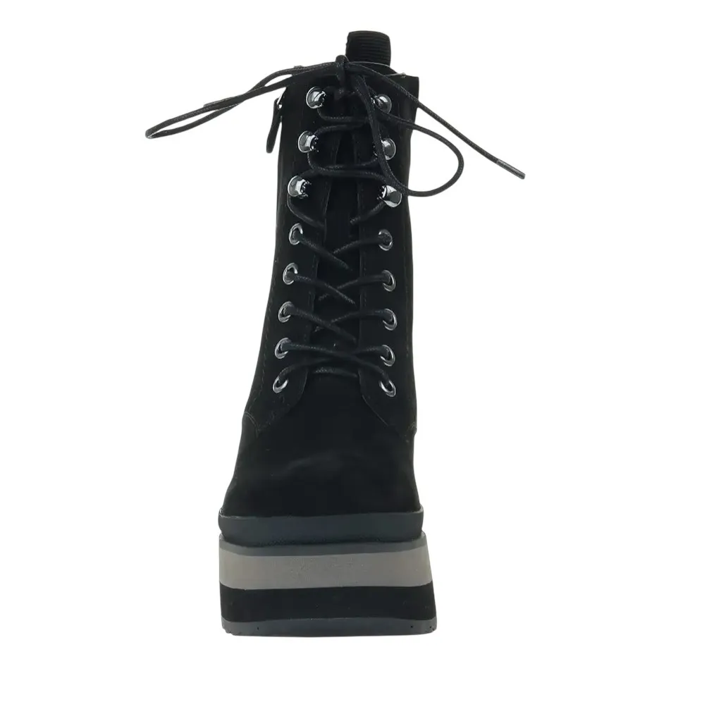 Naked Feet Burnout Black Boots Suede‎ Leather Lace Up Combat Wedge Platform 6.5 - Image 3
