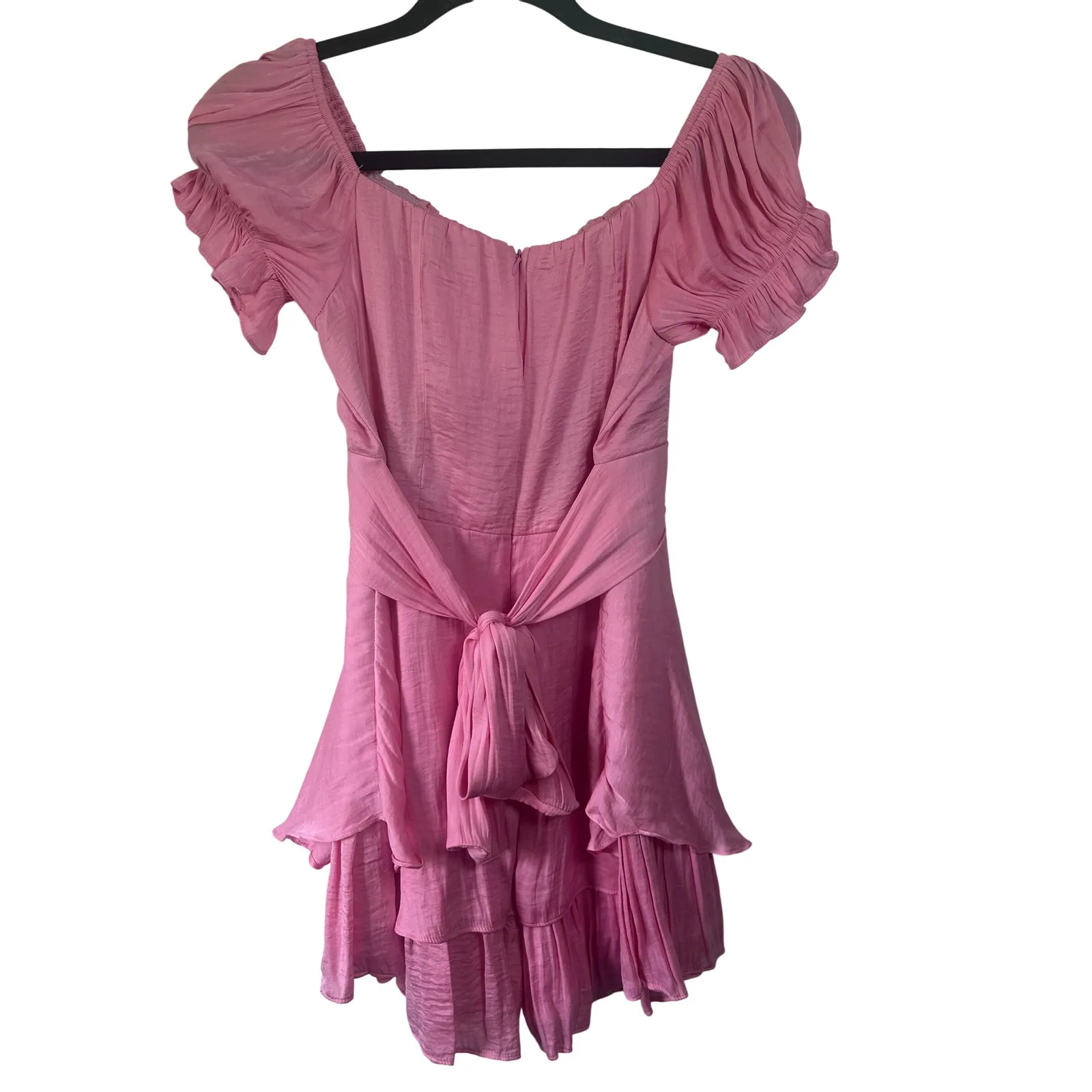 Cellecci Pink Romper Mini Ruffle Short Sleeve Sweetheart‎ Neckline Milkmaid SZ L Size L - Image 2