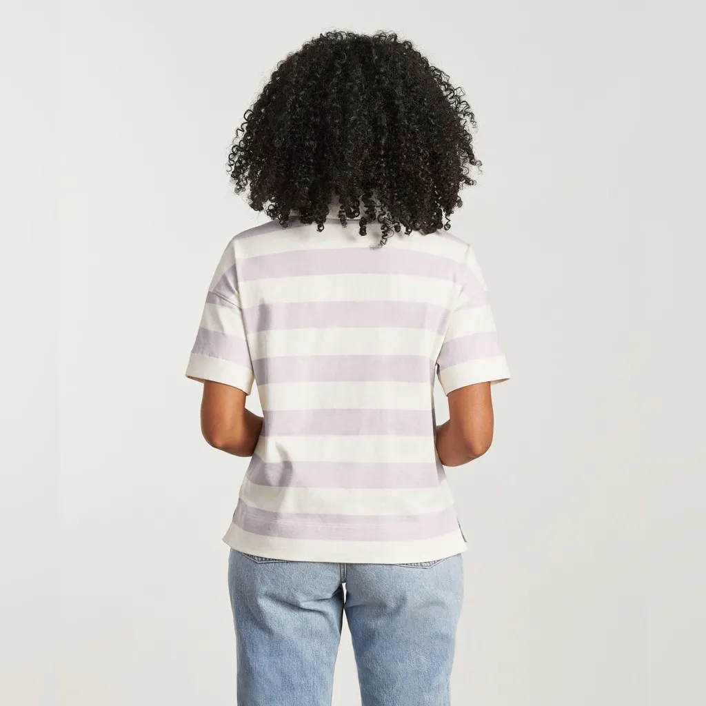 Everlane Retro Polo Shirt Light Purple Stripe Short Sleeve Split Hem XS NWT - Image 2