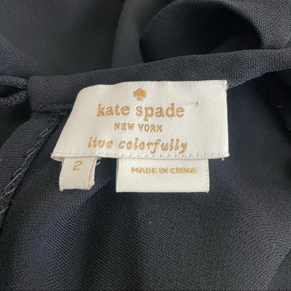 Kate Spade Ruffle Black Sleeveless Blouse Size 2 - Image 3