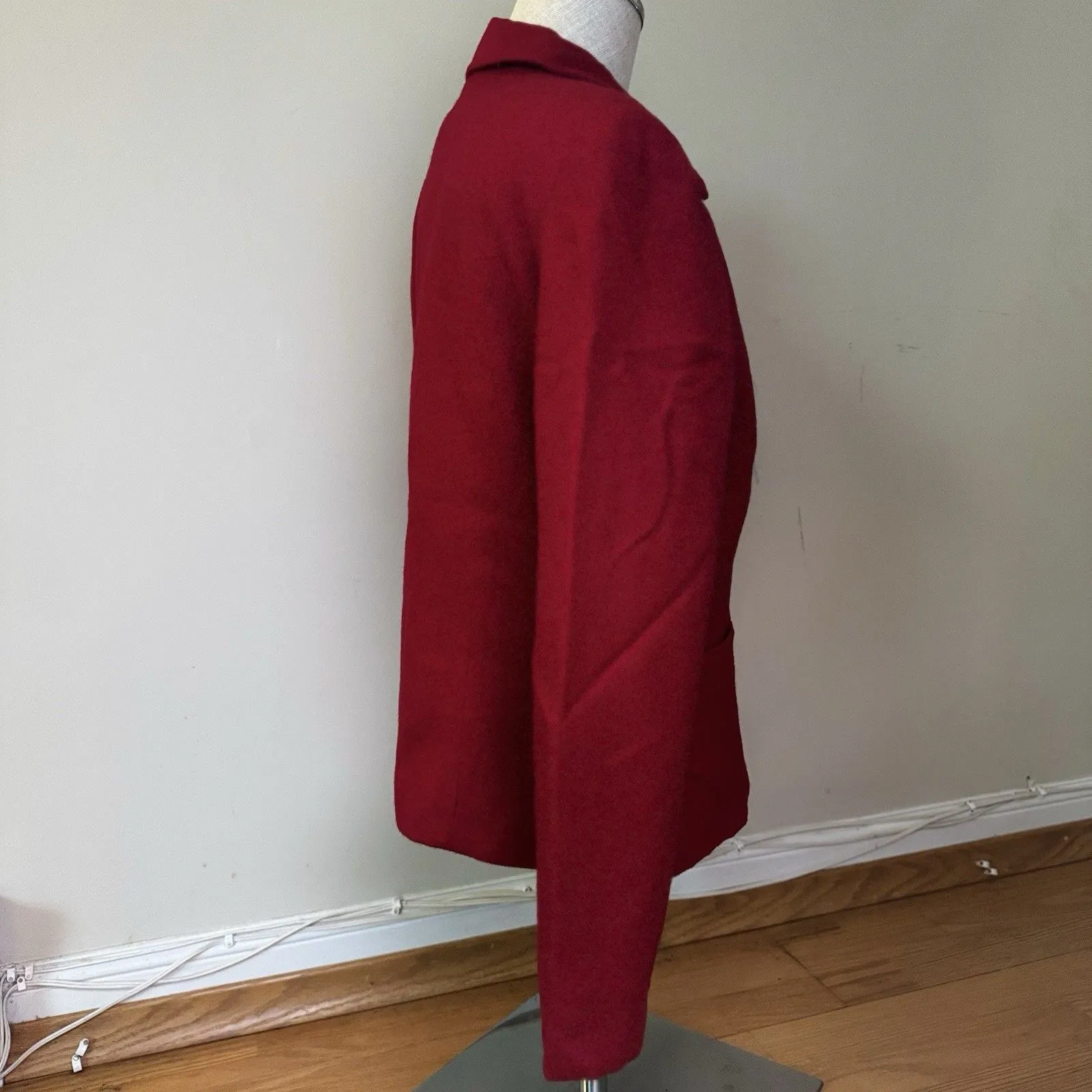 Sag Harbor Women’s 100% Wool Full Zip Lined Blazer Red Sz 8 Shoulder Pads VTG - Image 4