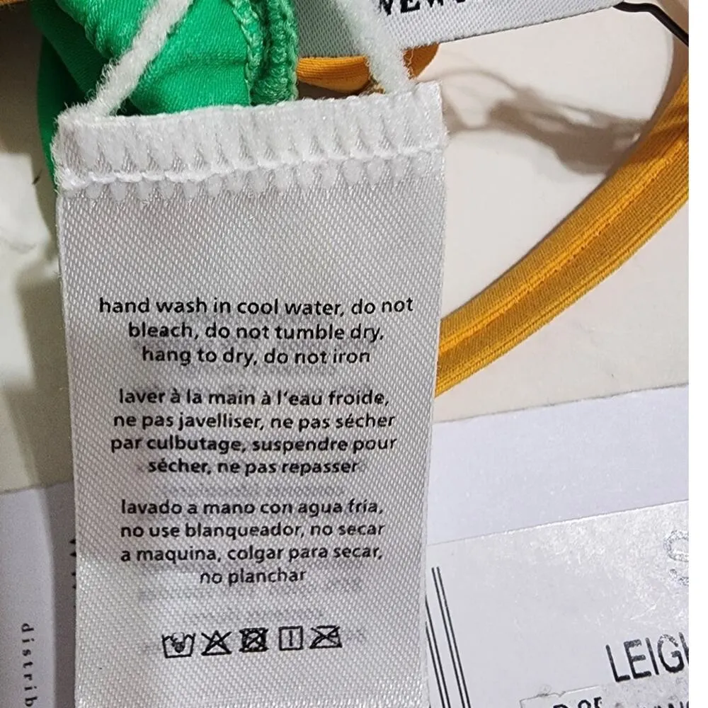 WEWOREWHAT Leigh Gradient Square Neck Bikini Top Bright Green Ombre Small NEW - Image 6