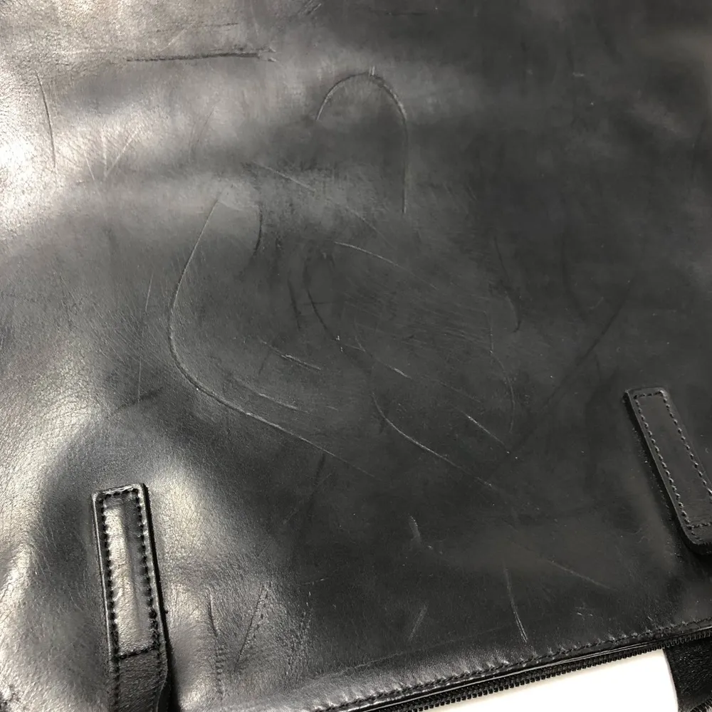 Made in France black leather tote purse - Image 8