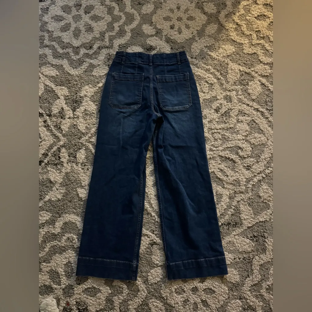 Bagatelle Collection Womens Jeans Soho Flared High Waist Wide Leg Dark Wash☁️ Blue Size 27 - Image 3
