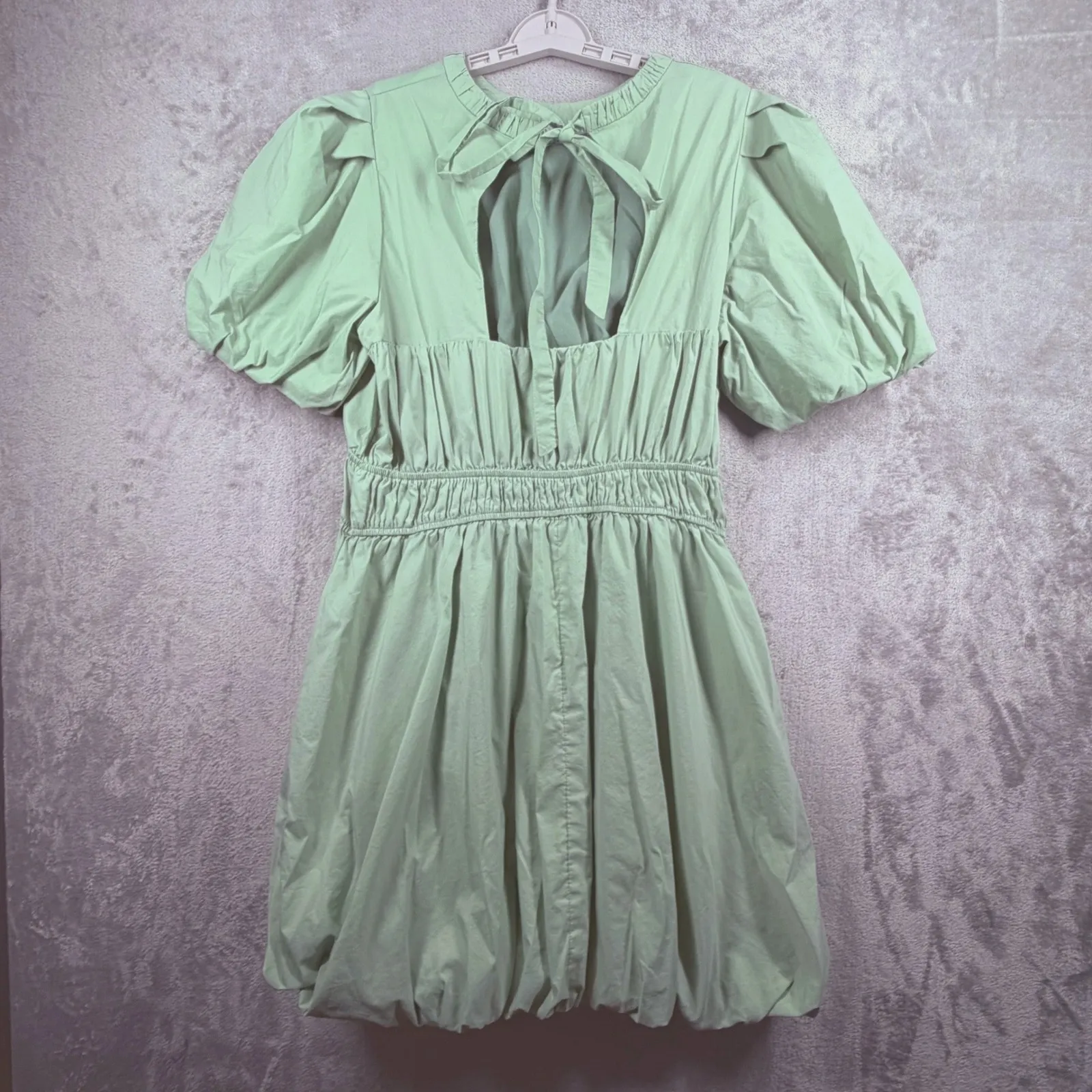 Arula Dress A XL Sage Green Bubble Puff Sleeve Smocked Waist Cottagecore Fairy - Image 3