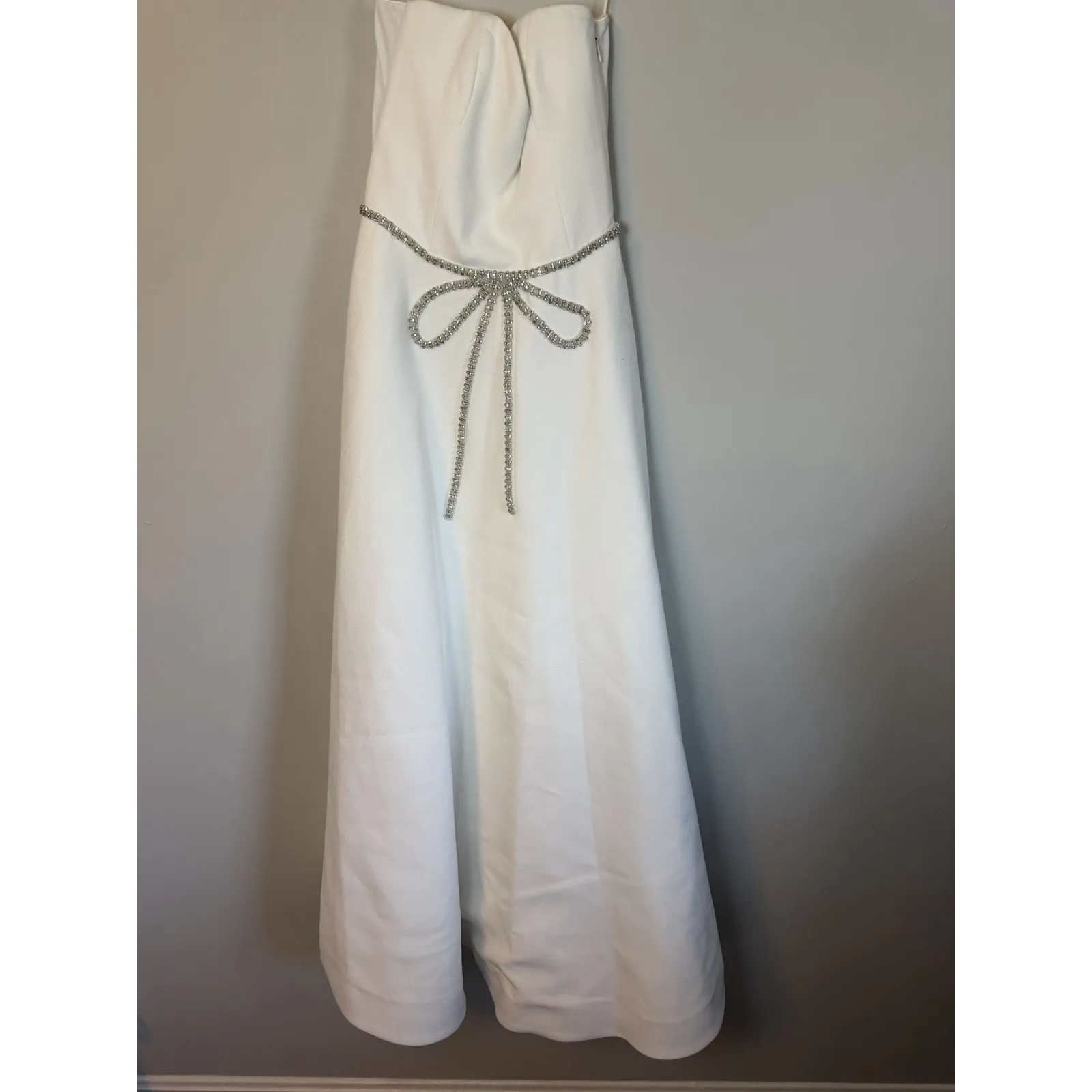 HELSI Grace Sweetheart Strapless Crystal Bow White Midi Gown Dress XS NWT $595 - Image 6
