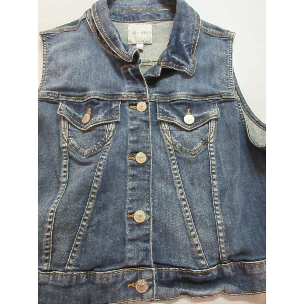 Torrid denim vest button front size 1 - Image 4