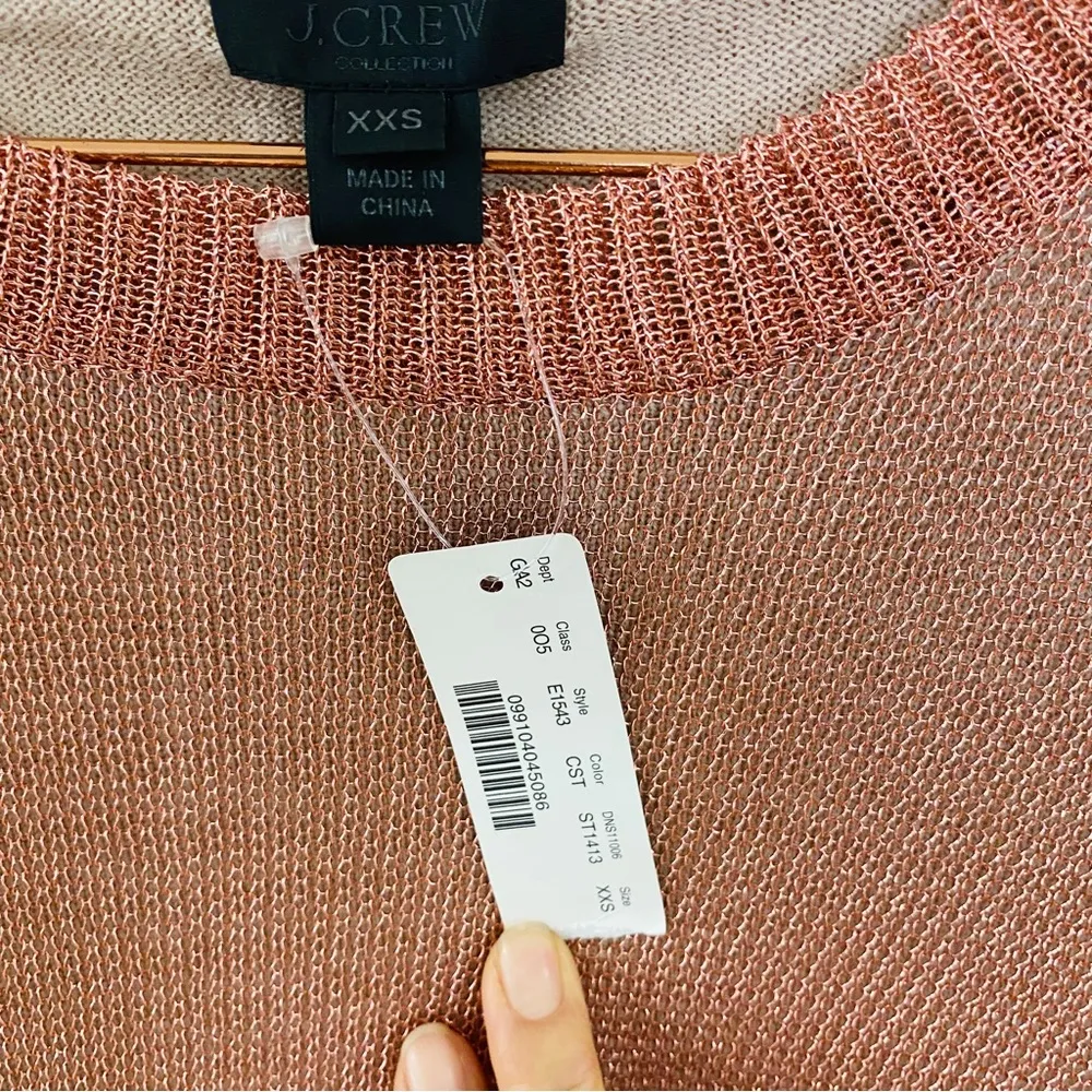 NEW Jcrew mesh knit pink metallic sweater - Image 3
