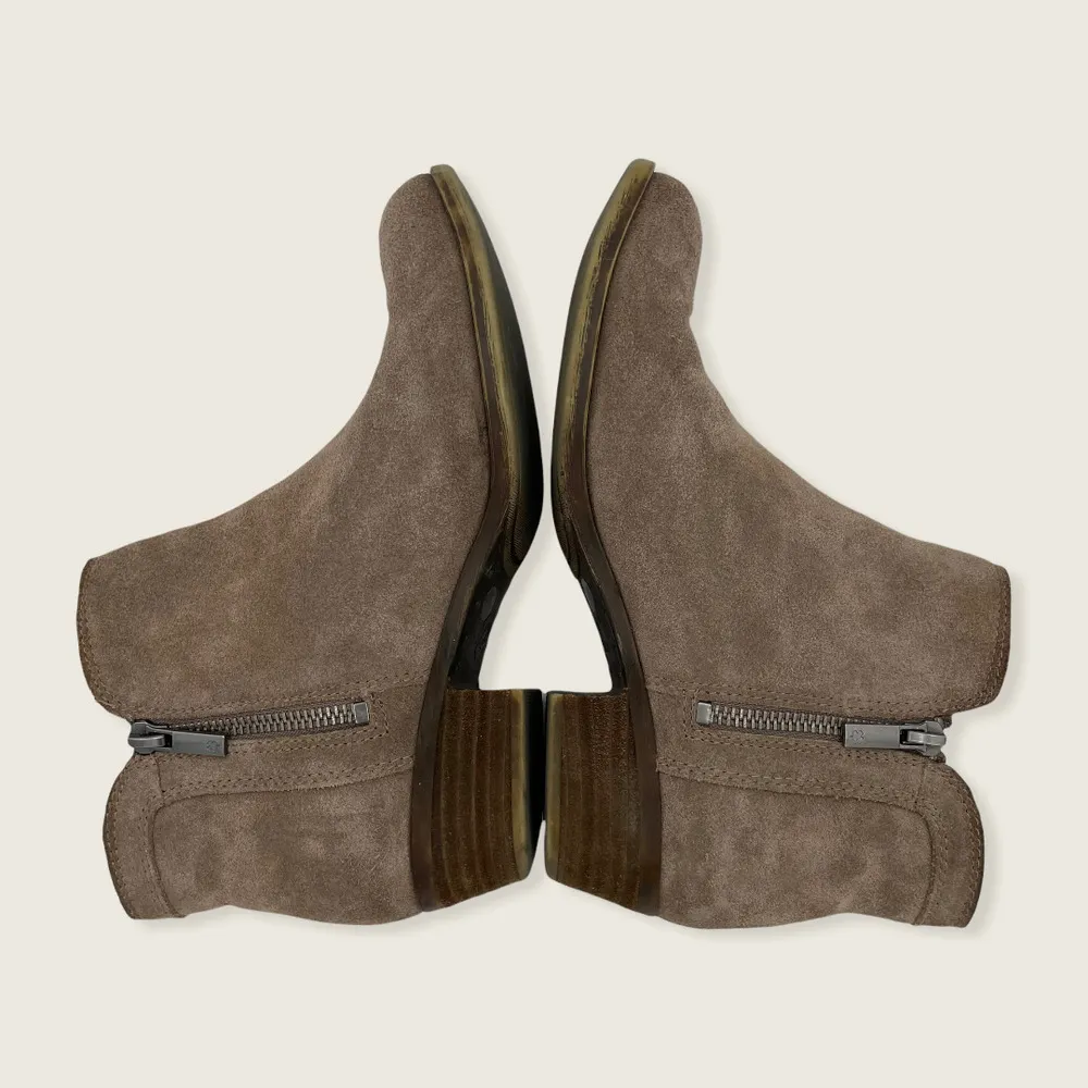 Lucky Brand Breah Double Zipper Low 2" Stacked Heel Brown Suede Ankle Boot 7 - Image 5