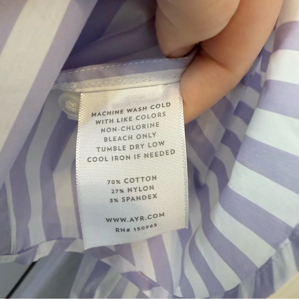 AYR The Deep End Purple & White Striped Button Down Top Size Large - Image 6