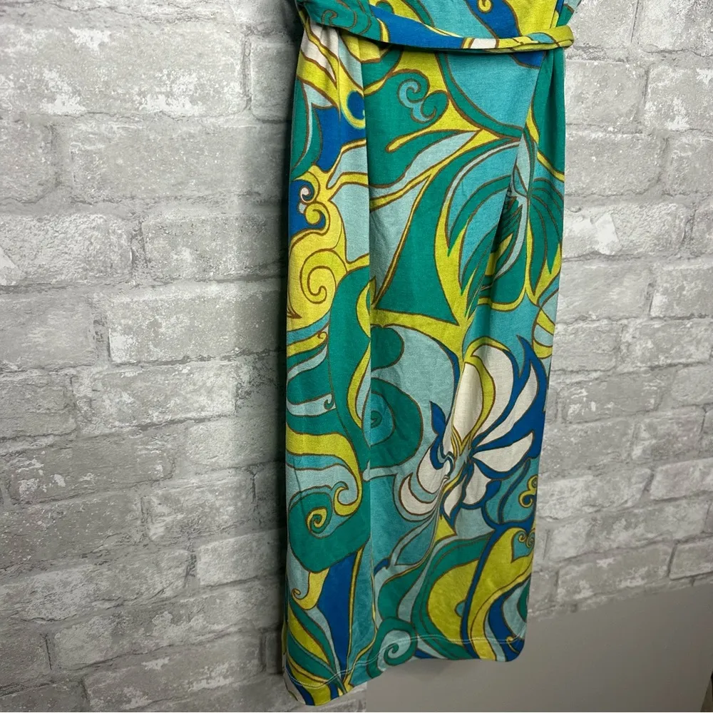 Banana Republic Blue Green Sheath Dress Cowl Neck Resort Wear - Image 6