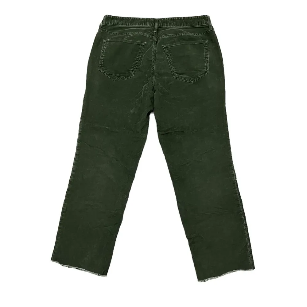 Eddie Bauer womens relaxed boyfriend raw hem fringe midnrise green corduroy 6 - Image 3