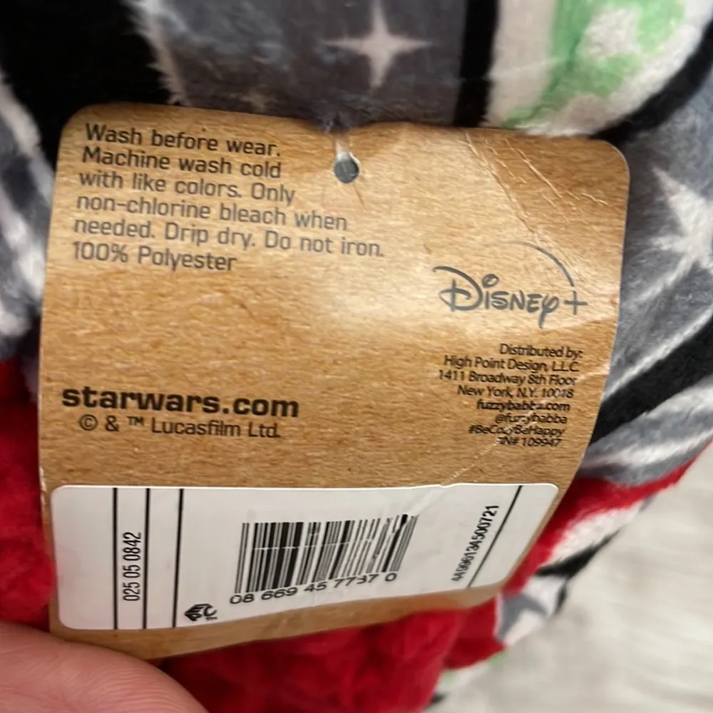 NWT  Mandalorian Multi-Color Soft Red Fleece Inside Slipper Socks - Image 3