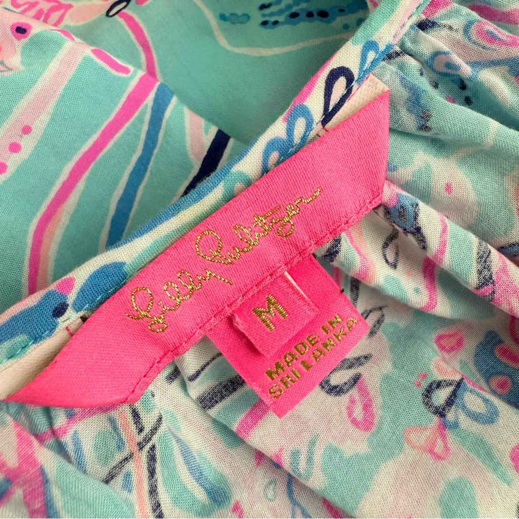 Lilly Pulitzer Winsley Blouse Blue Sz M - Image 6