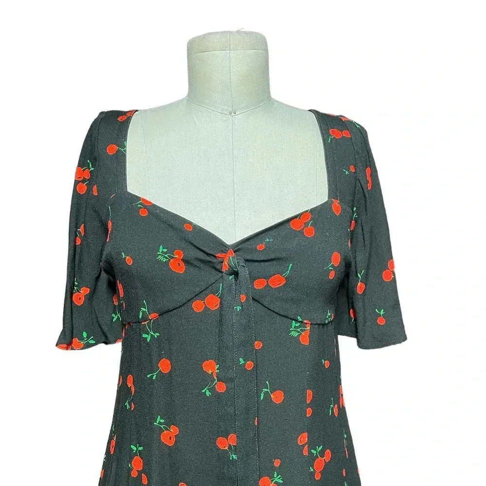 HVN Black Cherry Print Emily Sweetheart Mini Dress Size 2‎ - Image 4