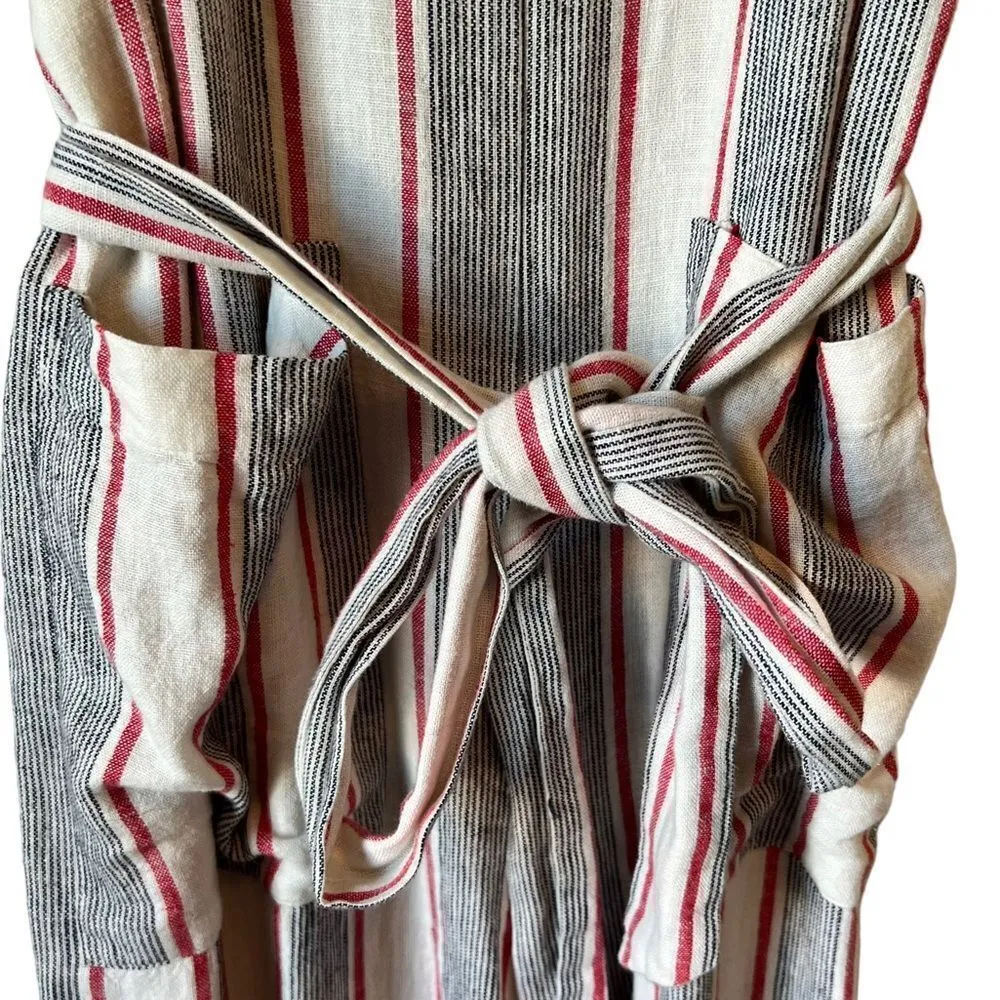 Gap Cream Red Grey Linen Capri Jumpsuit - Image 6