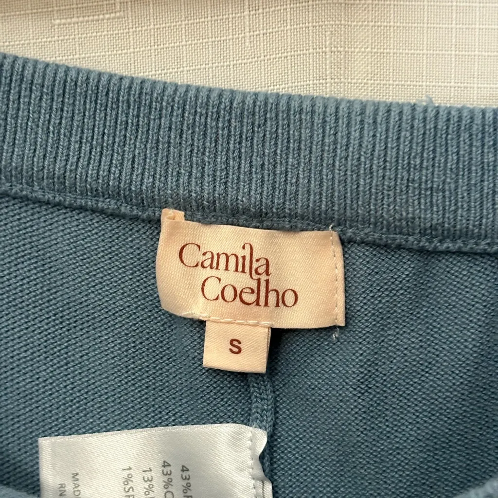 Camila Coelho Aviva knit fabric Blue Flare Pants with High-Rise Waist,REVOLVE - Image 5