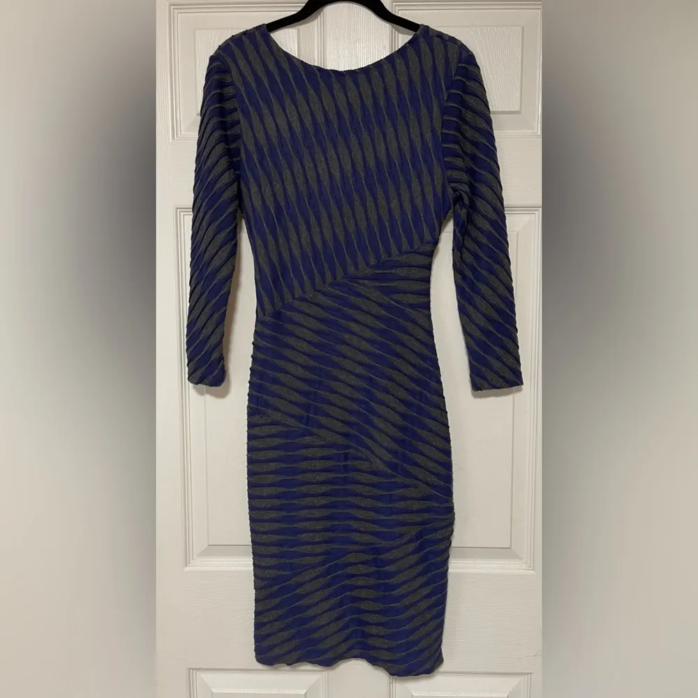 Anthropologie Tracy Reese Plenty Directional Dress Midi Bodycon Blue-Charcoal M - Image 7
