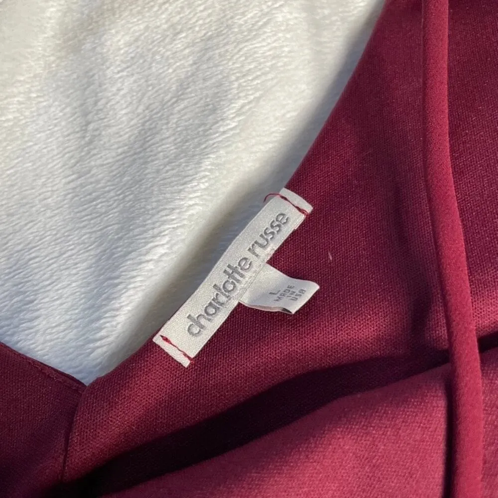 Charlotte Russe Burgundy‎ Chiffon Layered Halter Neck Mini Dress Women Large - Image 2