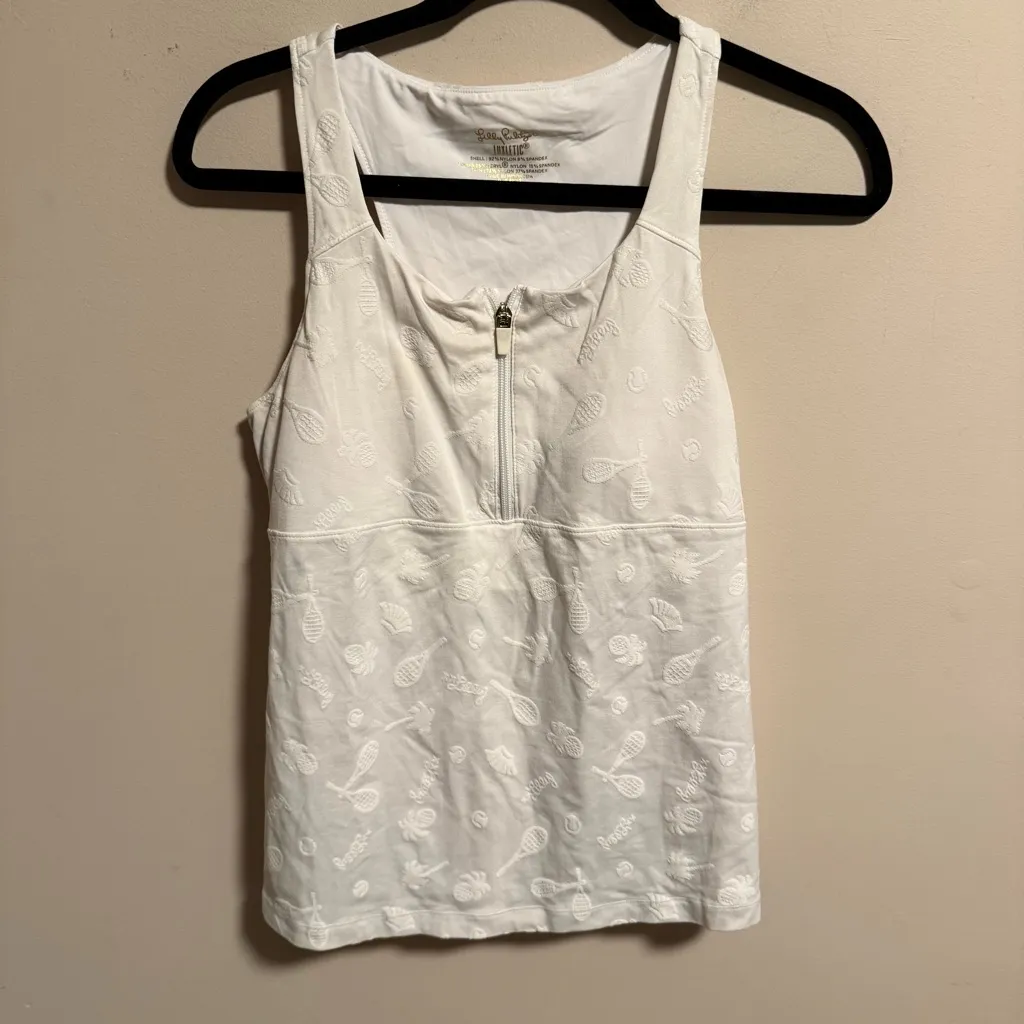 Lilly Pulitzer Luxletic Kalila Tennis Bra Tank Top White UPF 50+-Size Small - Image 3