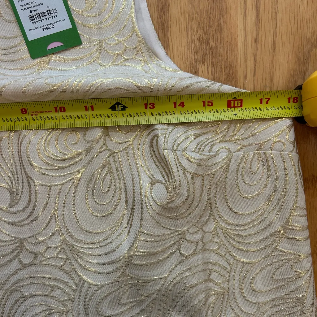 NWT Lilly Pulitzer Gold Metallic Diedra Jacquard Size Small Sleeveless Cocktail - Image 6