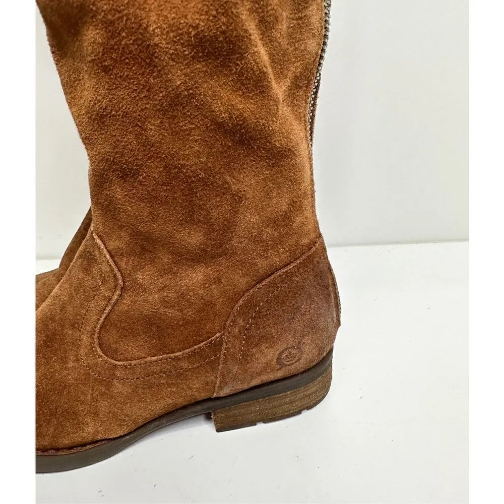 Born Boots Size 5.5 Borman Distressed Brown Suede Leather Tall‎ Back Zip Boot Brown - Image 8