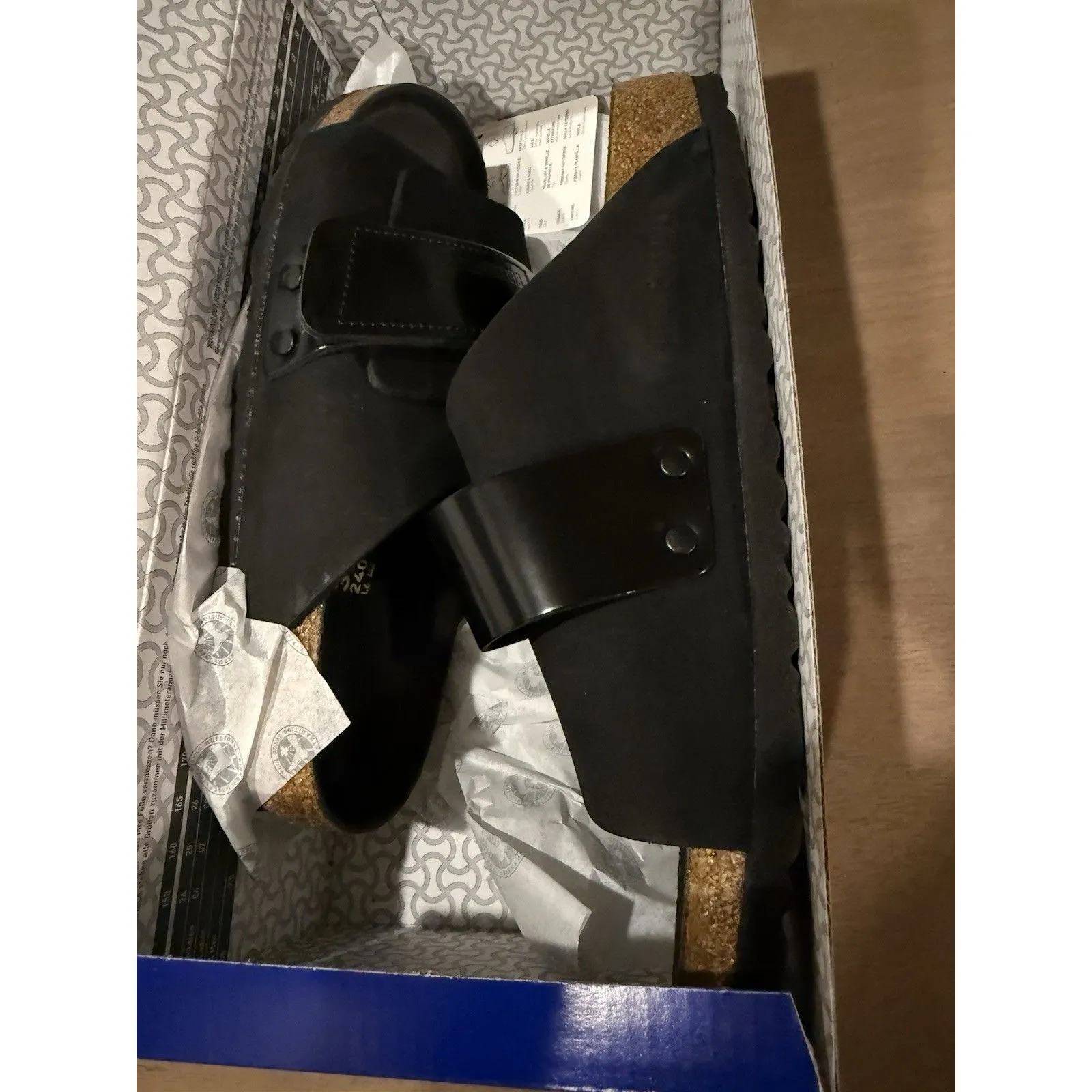 Birkenstock Sandals Kyoto Size 37 N Black Nubuck Leather NEW w Box Adjustable - Image 16