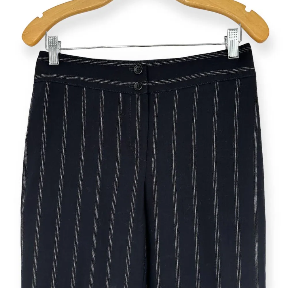 Armani Collezioni | Size 6 | Black Pinstripe Wool High Rise Straight Leg Trouser - Image 3