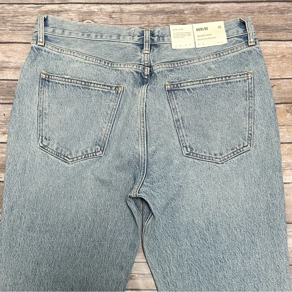 Agolde Curio Light Wash Mid Rise Relaxed Boot Cut Off Distressed Jeans 30 NWT - Image 8