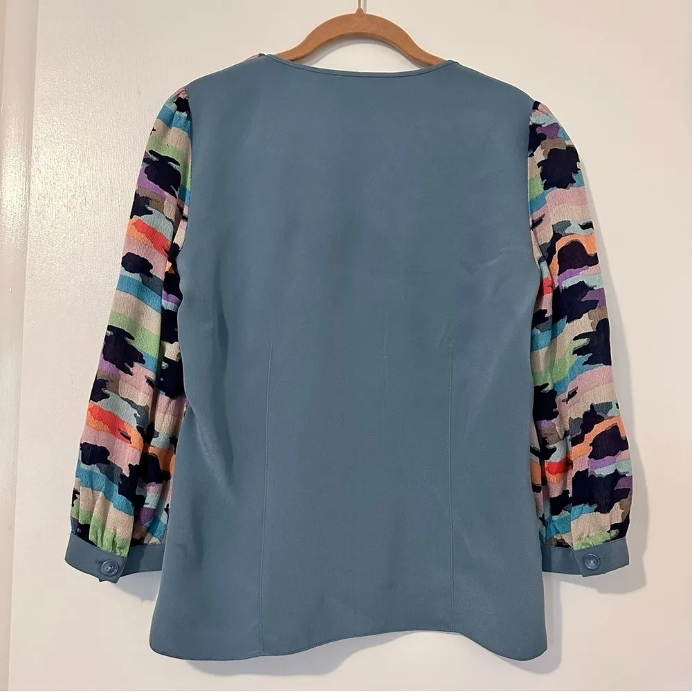 Marc Jacobs Camo Button Detail Silk Top - Image 4