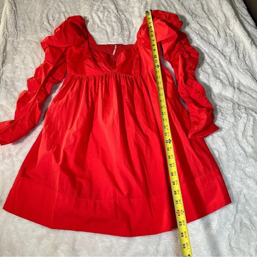 Free People Size S Lindsay Babydoll Dress Coral Orange Cruise Resort Coastal - Image 8