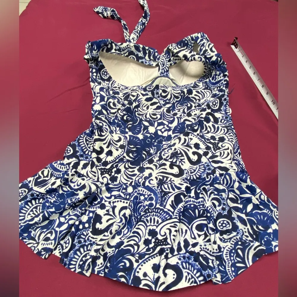 Chaps Blue and White One-Piece Swimsuit - Image 8