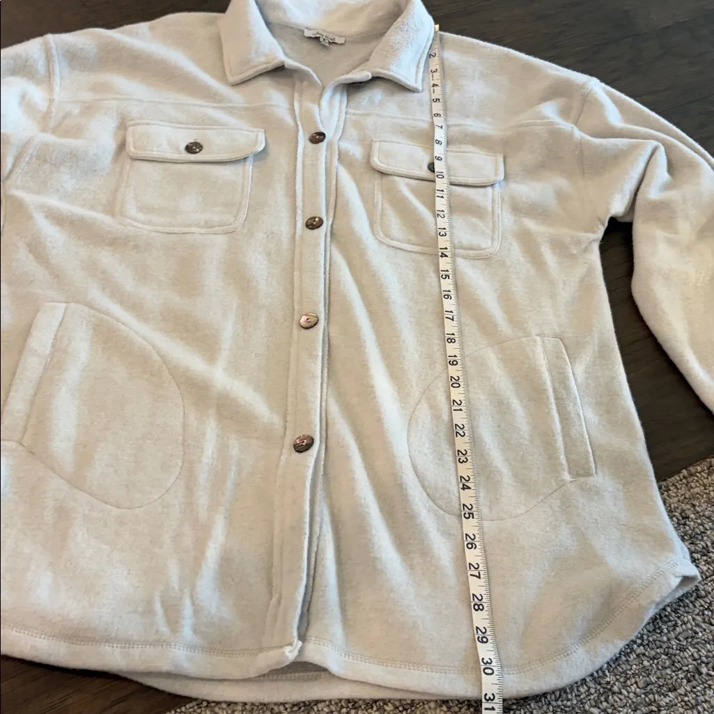 White Birch Oversized Soft Gray Fleece Shirt Jacket Sz S - Image 9