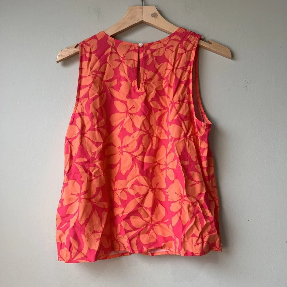 J.Crew Womens‎ Floral Sleeveless Top XS Pink & Orange - Image 3