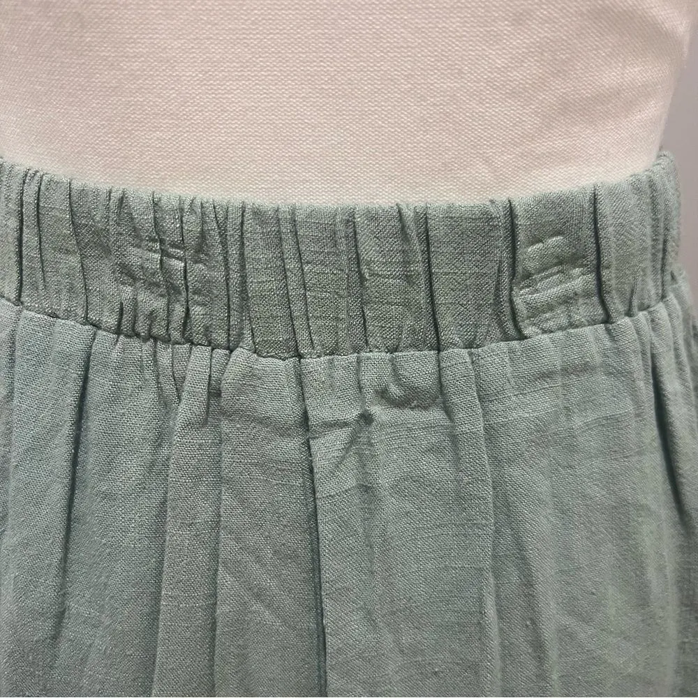 NWOT Sadie & Sage Anthropologie linen midi skirt with buttons size small Green - Image 6