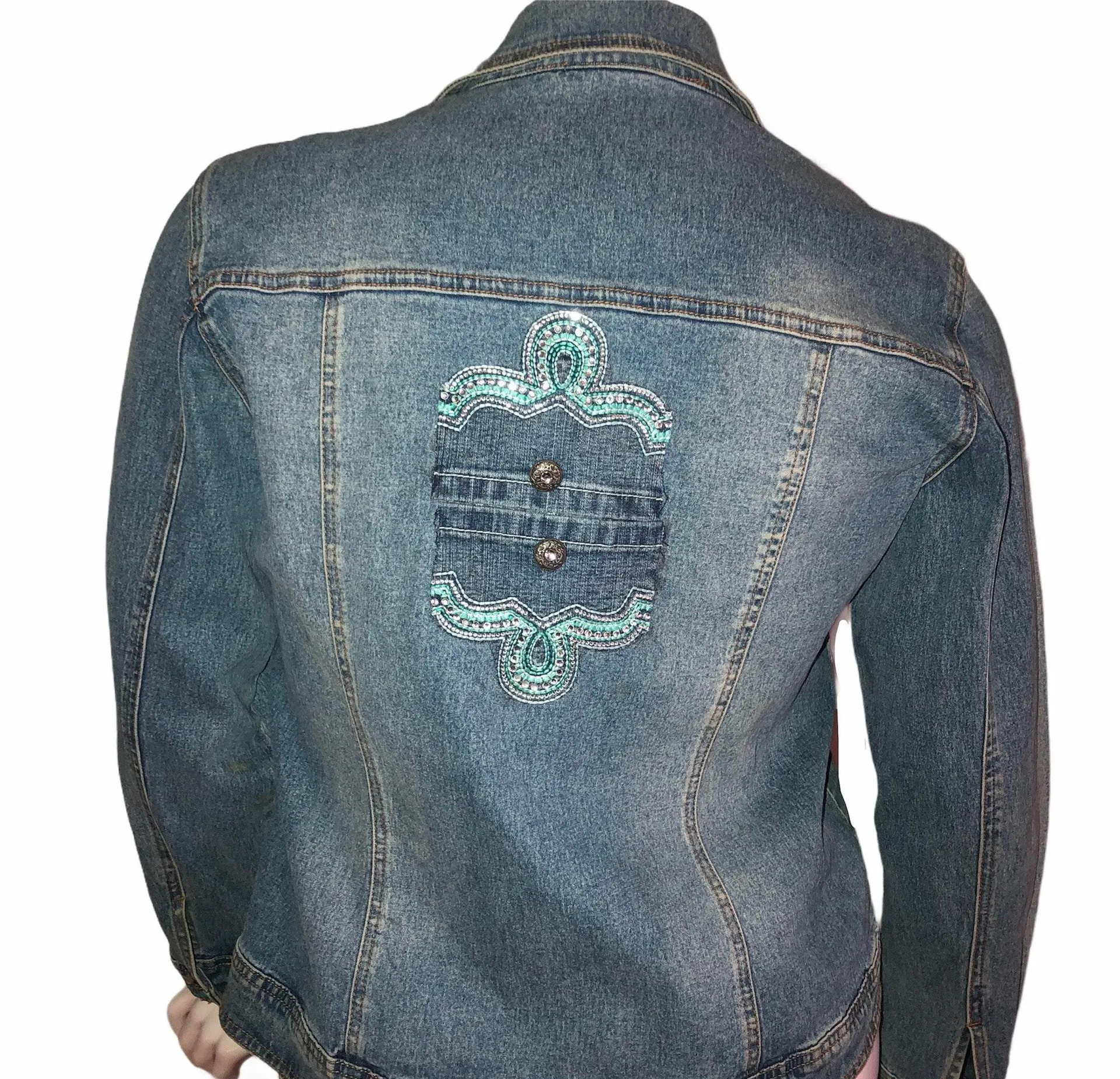 Vintage  Embellished Denim Jacket - Image 2