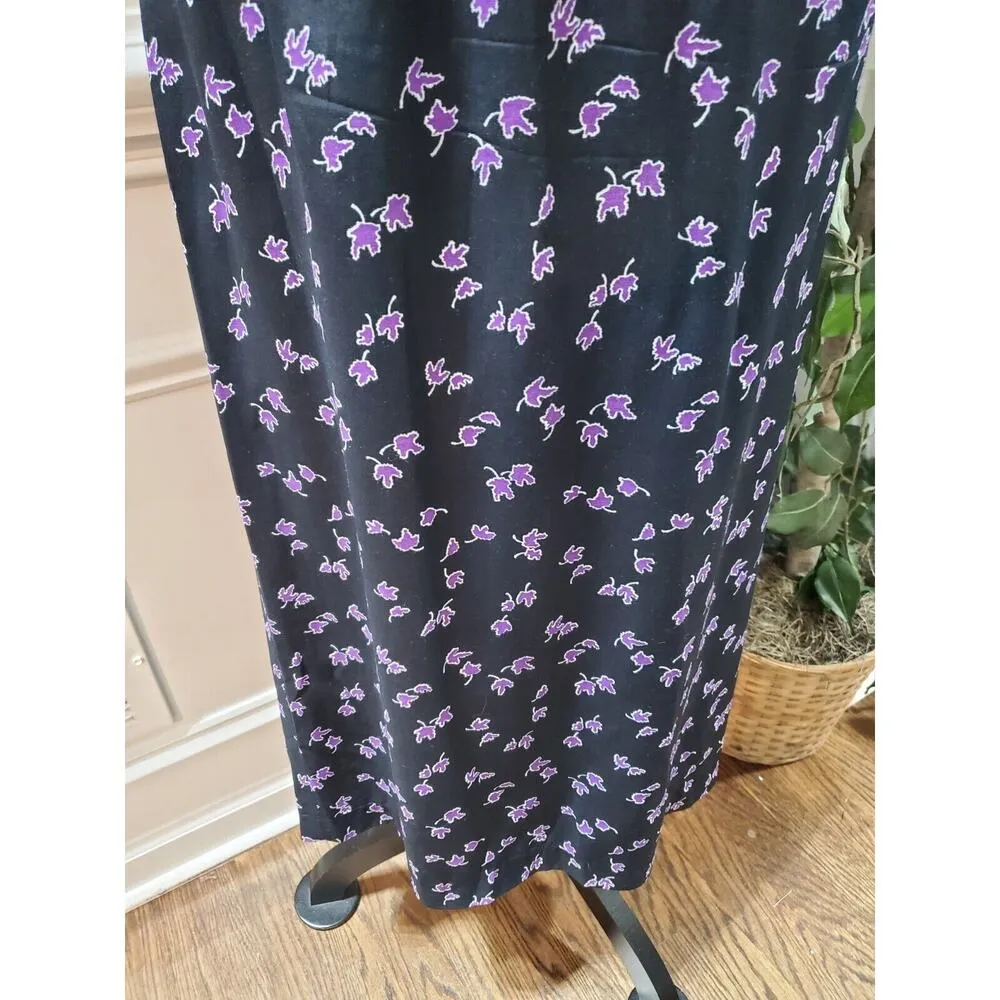 Vintage Karin Stevens Black Rayon Round Neck Half Sleeve Knee Length Dress 10 - Image 2