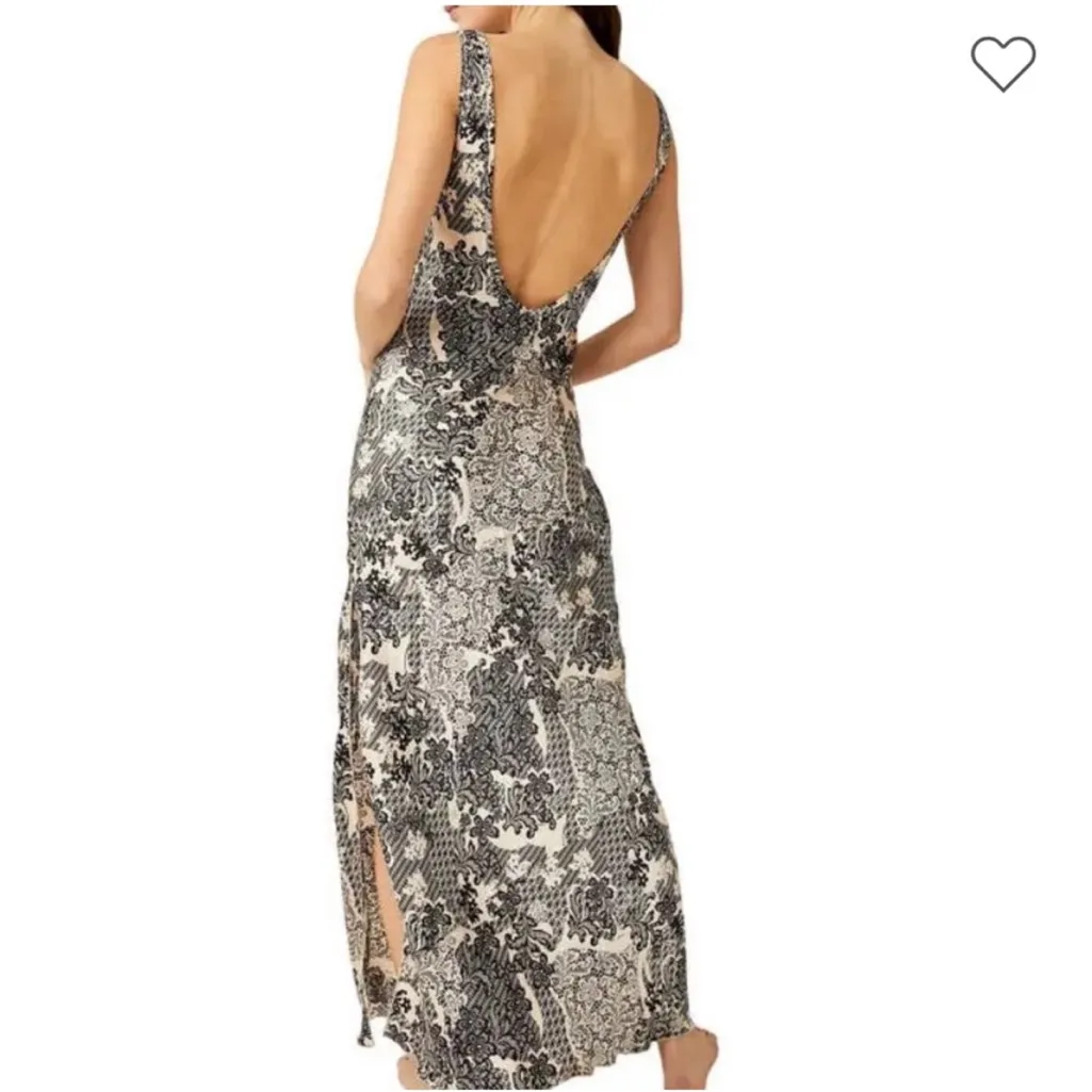 Free People X Intimately Free People Worth The Wait Black White Maxi Slip Dress - Image 4