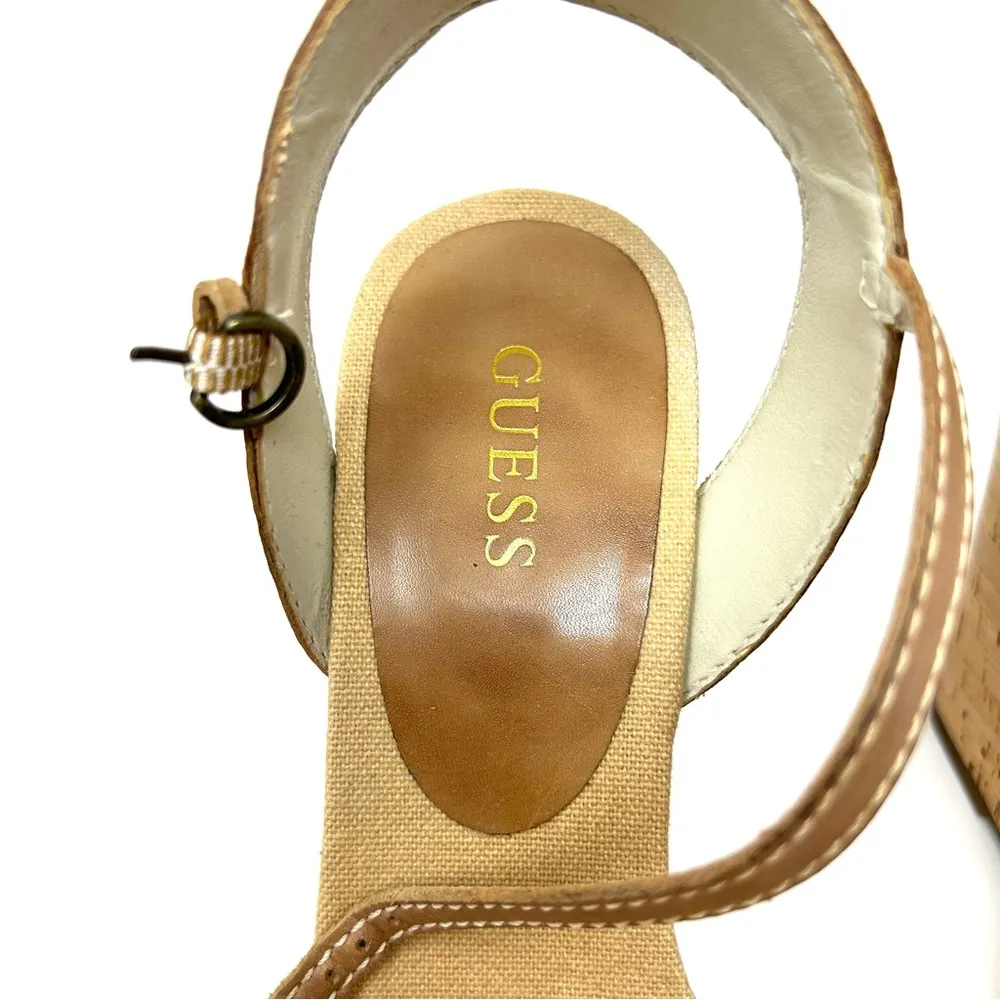 GUESS cork / leather wedge sandals, size 8.5 - Image 8