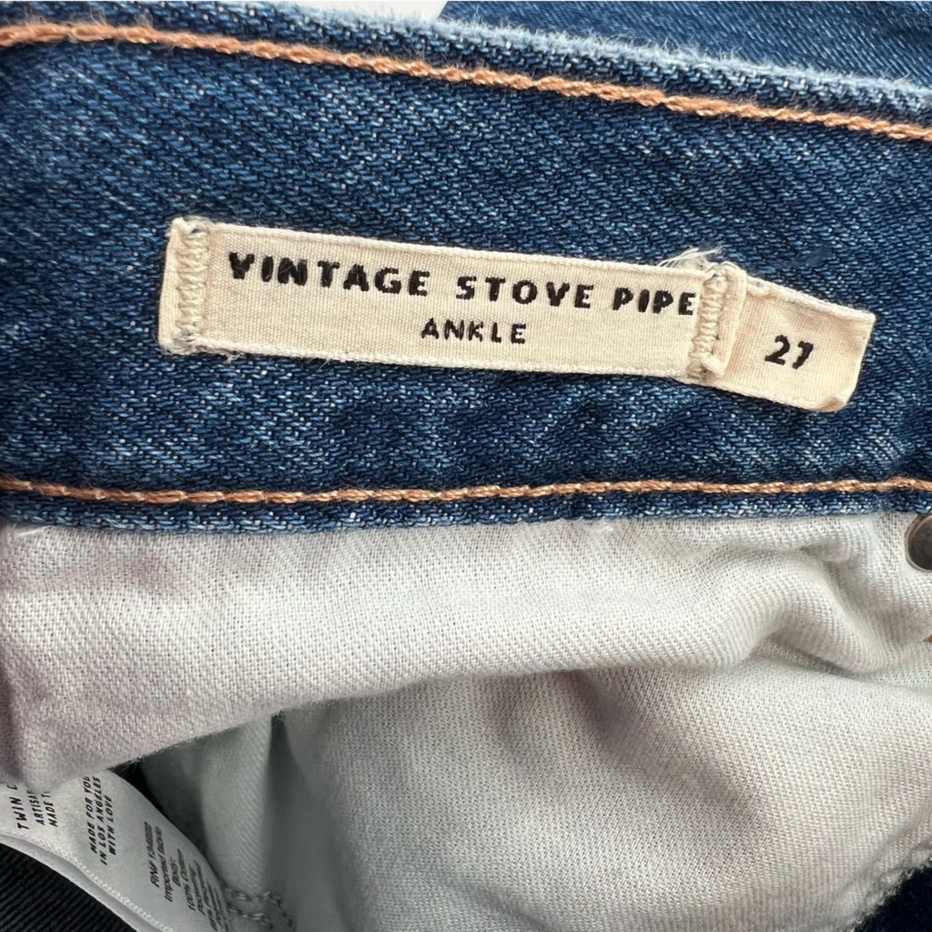 Twin Doves Emerson Fry vintage stovepipe ankle sz 27 jeans Blue - Image 6