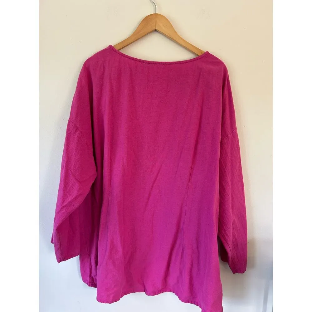 Soft Surroundings womens top pink size 2X long sleeve tunic round neck - Image 3