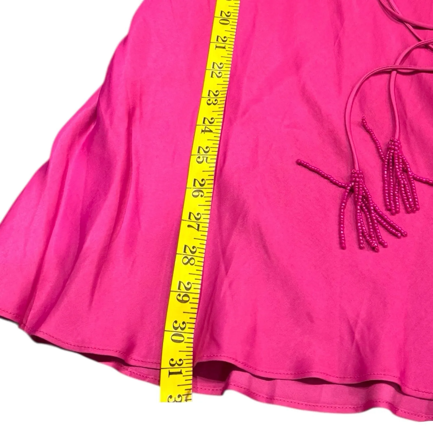 Farm Rio Women Medium Pink Tied Lenzing Satin Midi‎ Skirt Pink Brazilian Summer - Image 9