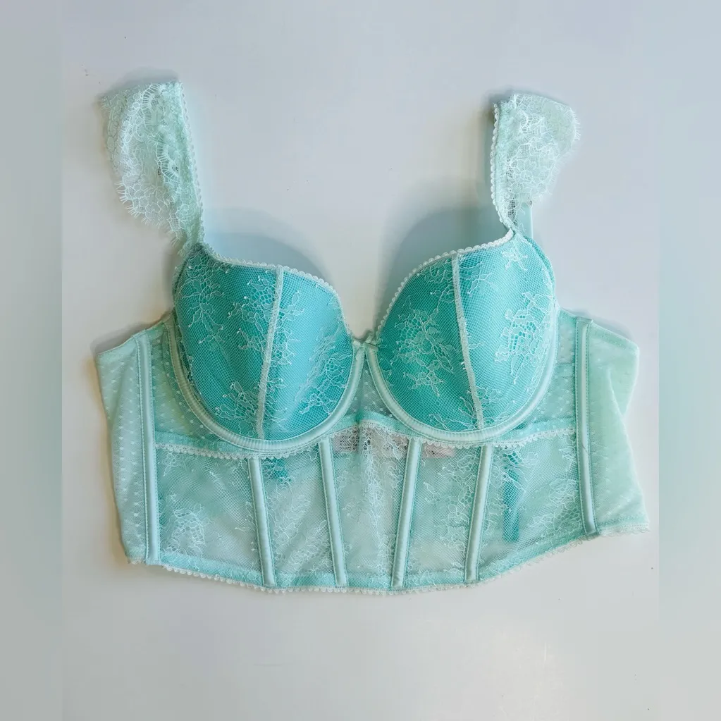 Victoria's Secret Dream Angels Lace Cap-Sleeve Corset Bra Top Mint Size L NWT - Image 9