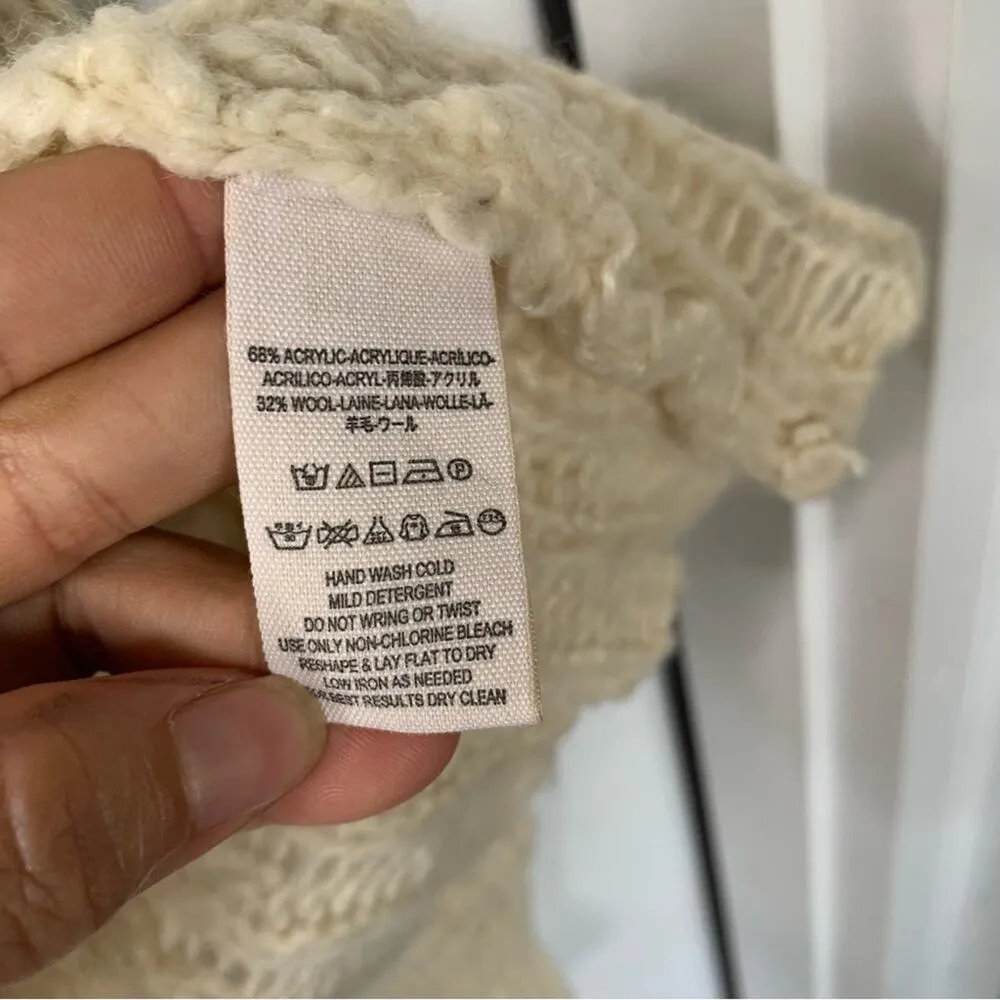 Free People cream wool open knit sweater crashing‎ wave blogger favorite XS - Image 7