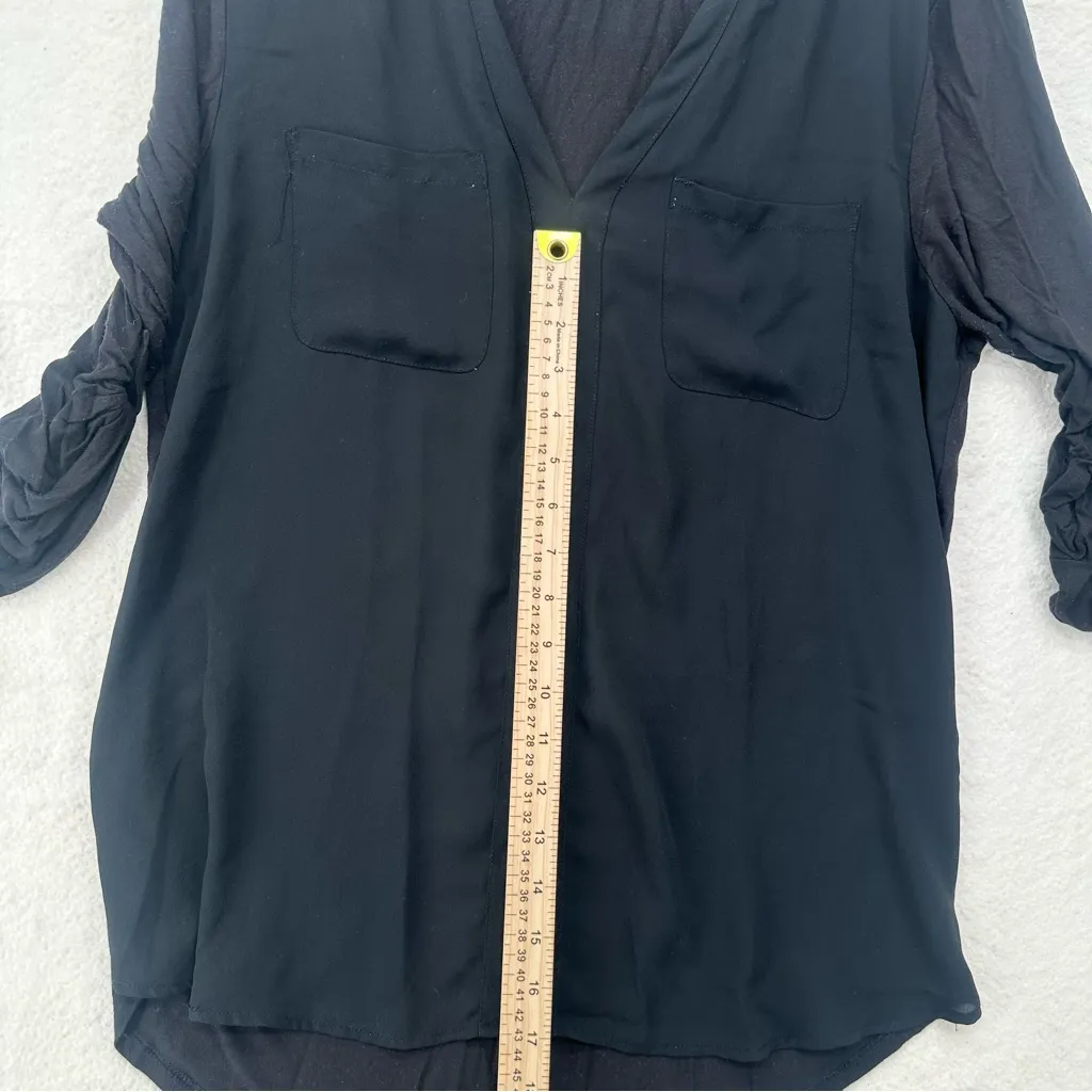 New York & Company SoHo Jeans Black Office Wear Blouse Size M - Image 4