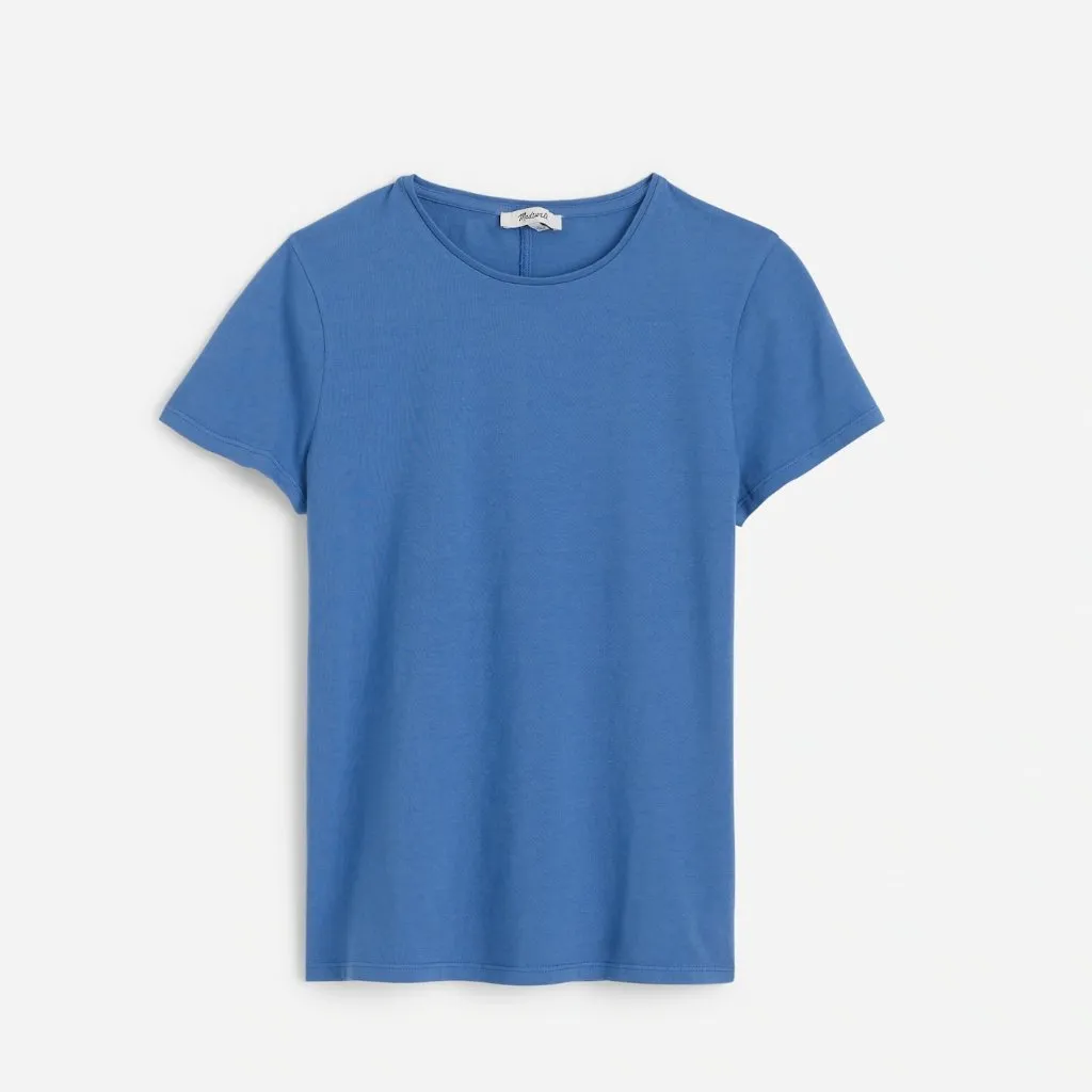 Madewell Essential Slim Tee in Lightweight Cotton in Delphinium Blue, Size Small - Image 6