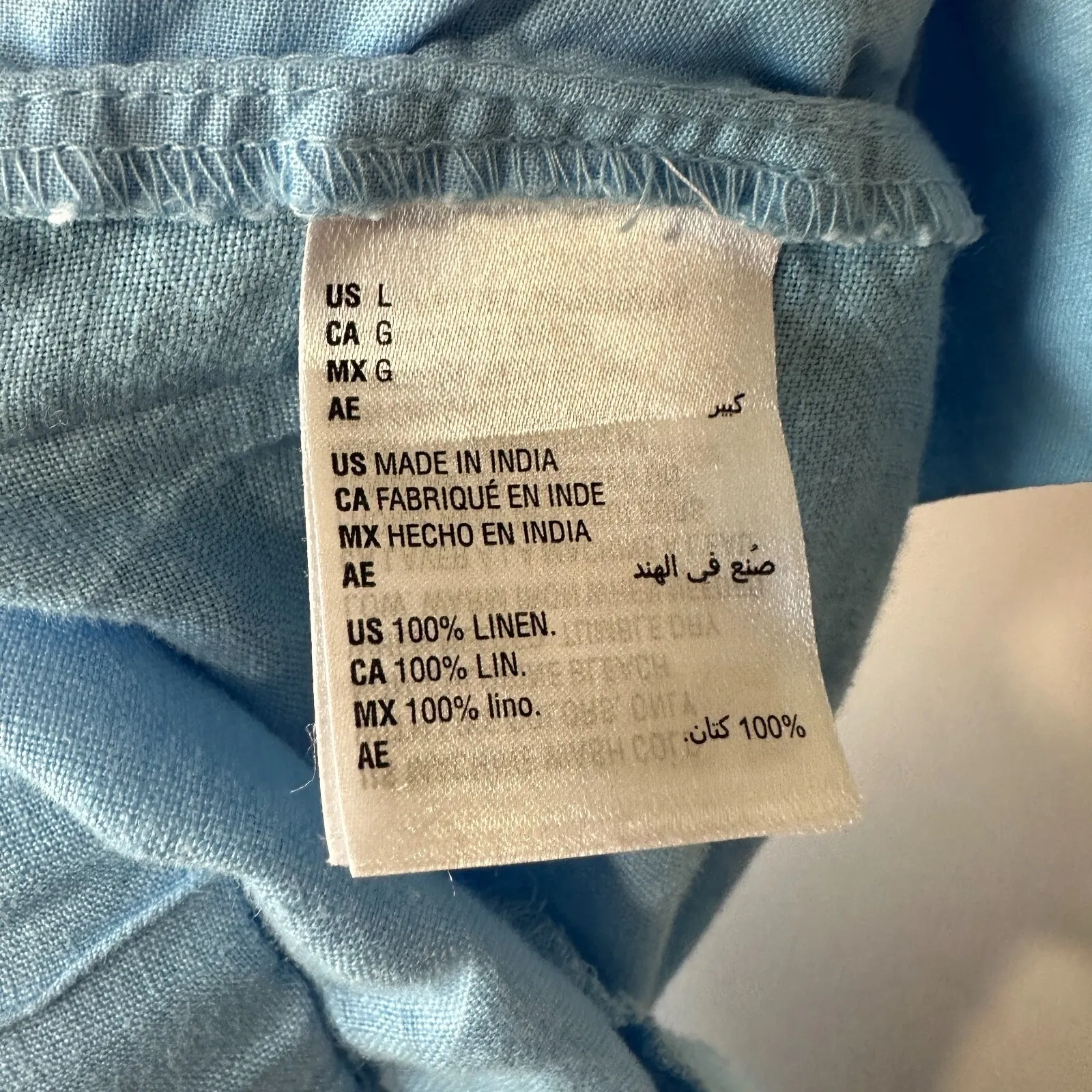 CHARTER CLUB Luxury Blue Linen Straight Leg Elastic Waist Pants Cropped‎ Large - Image 4