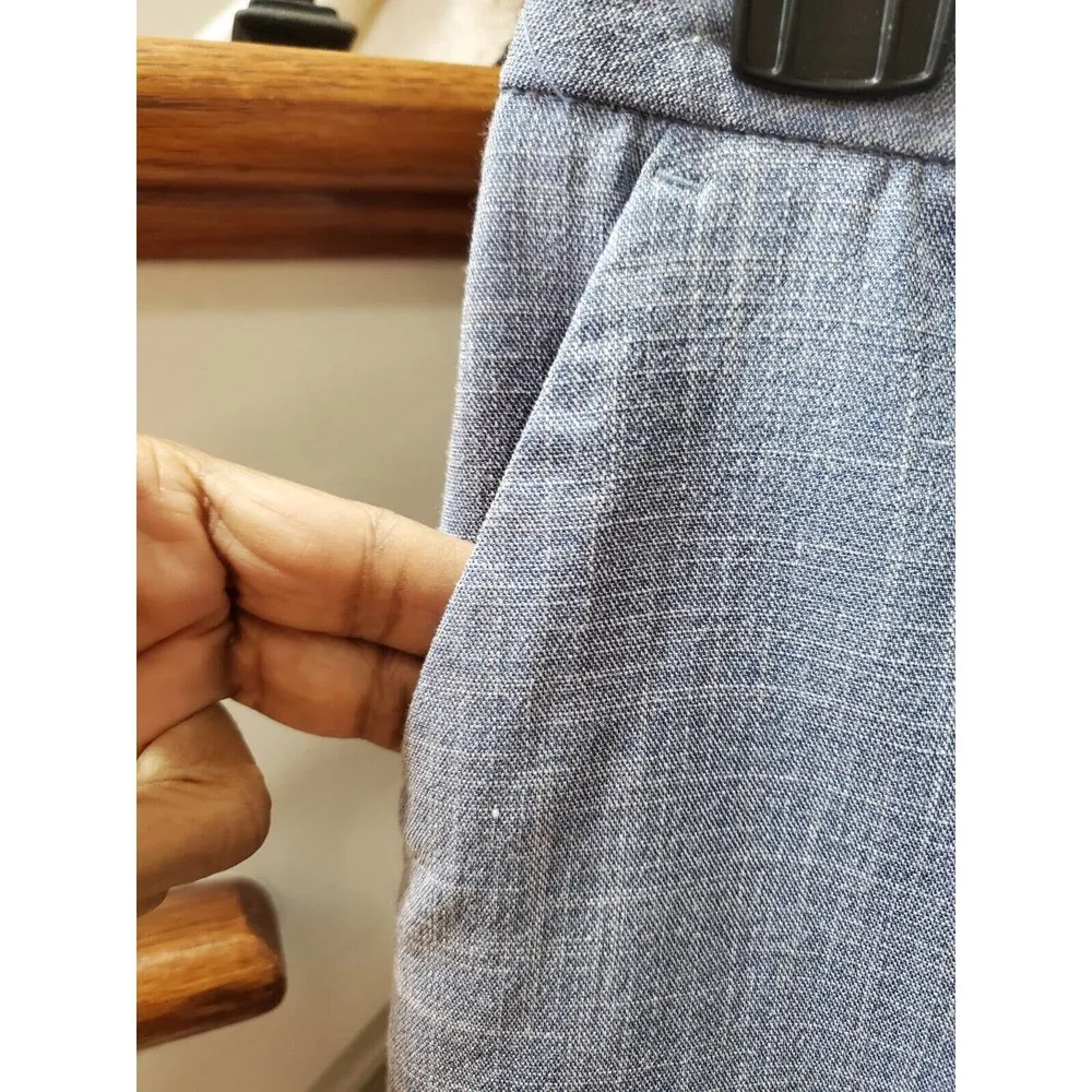 Worthington Womens Blue Solid Nylon High Waist Wide Leg Crop Pants Size 22W - Image 2