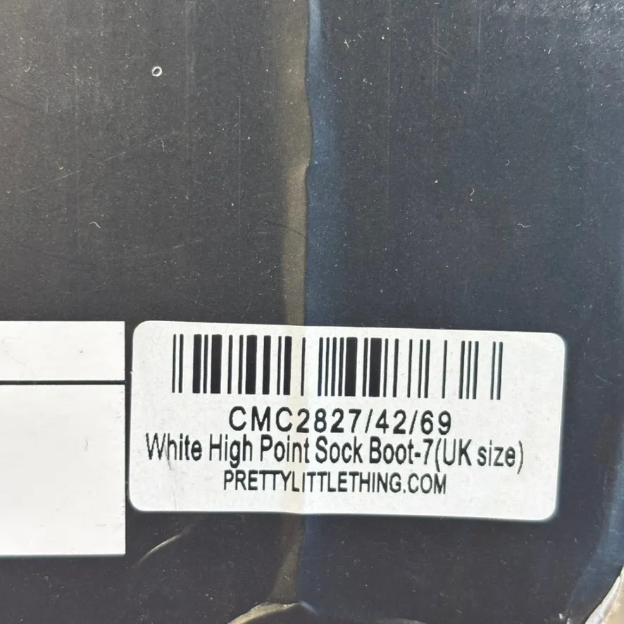 PrettyLittleThing‎ White PU Point Toe Mid Heeled Ankle Sock Boot Sz 9 Stiletto - Image 4